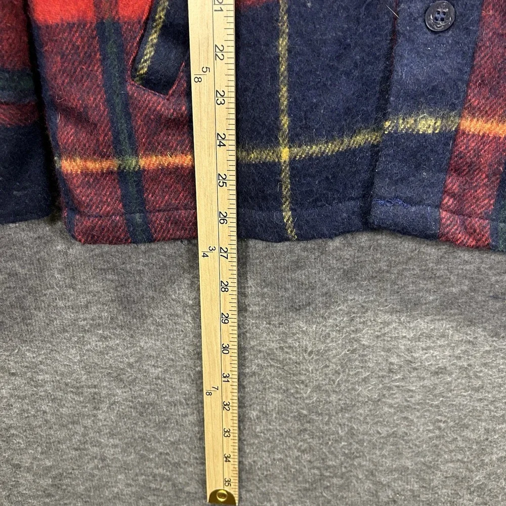 Sears Kingsport Mens Small‎ Red Blue Plaid Jacket Wool Linen Blend